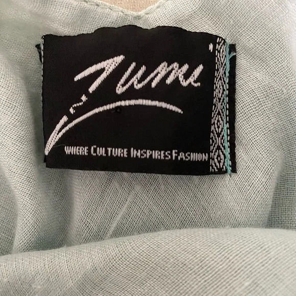 Zumi 100% Cotton Light Green Midi Dress Flowy Sleeveless V-Neck Natural Boho - Picture 5 of 7